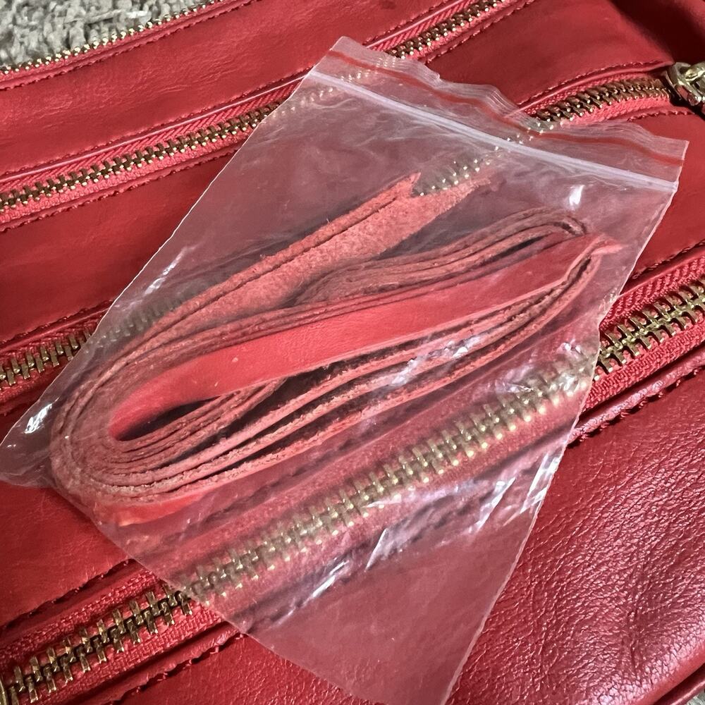 Rebecca Minkoff Orange Red Leather Crossbody Bag 4 Zipper Gold Chain Pockets - Picture 16 of 16